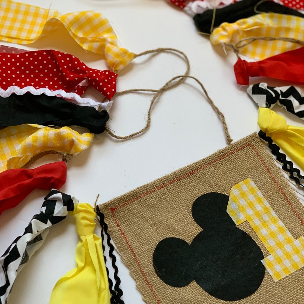 Mickey Mouse-Themed Highchair Banner *HANDMADE* - Picture 2 of 2